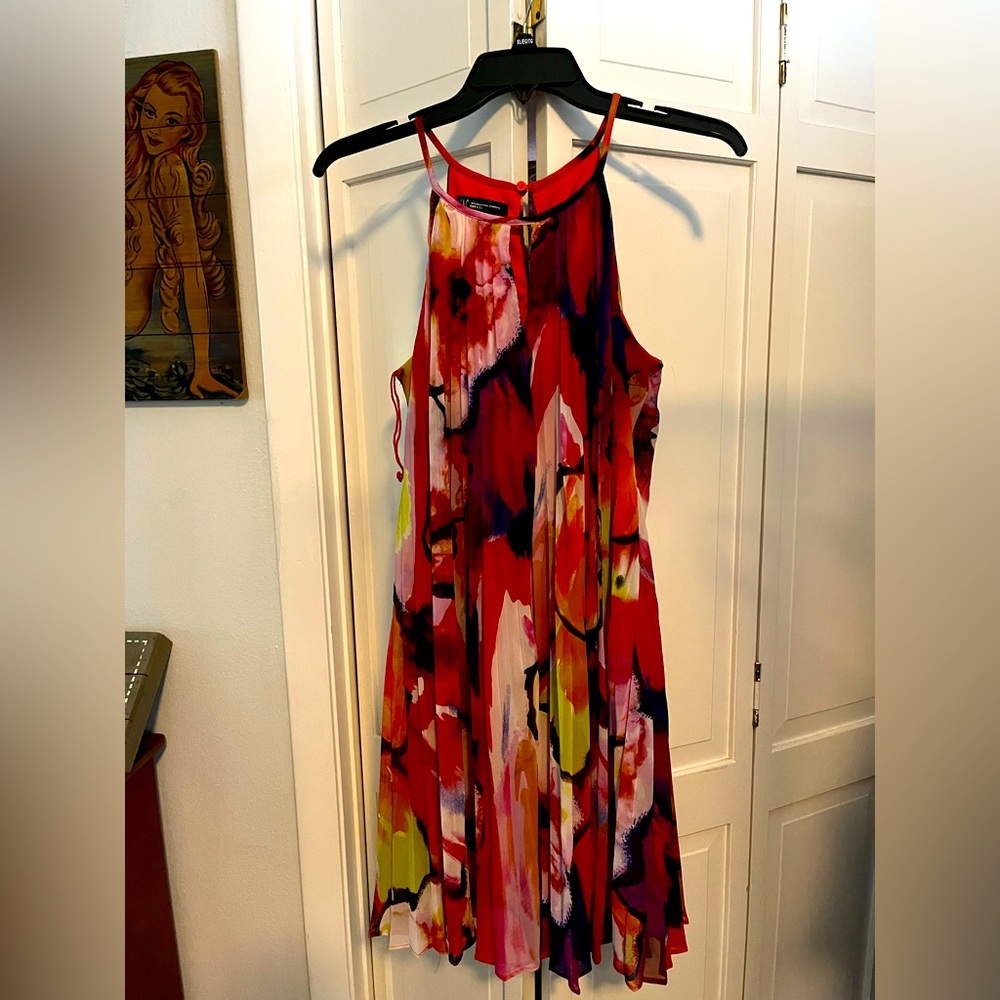 Pleated high neck dress